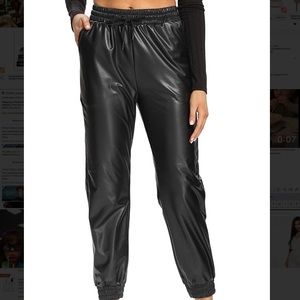 Leather High Waist Tie Pants